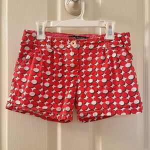 Mini Boden Red Floral Shorts Adjustable Waist Cotton Girls Size 12 years